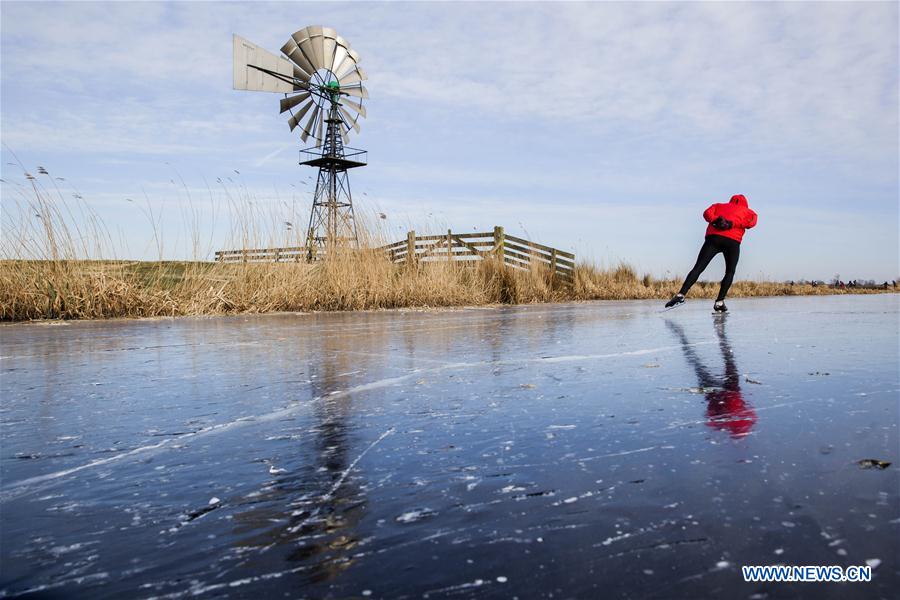 THE NETHERLANDS-FRISLAND-NATURAL ICE-SKATING