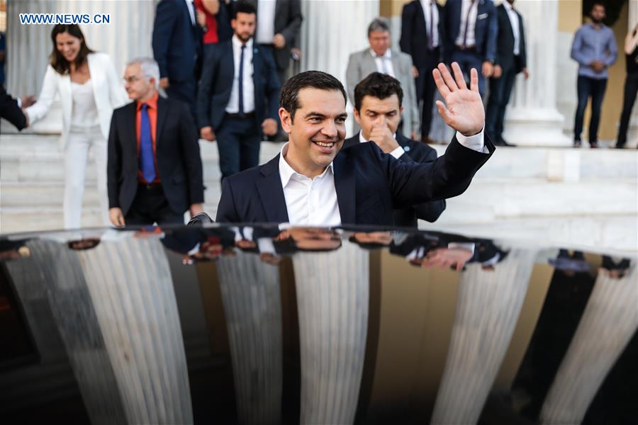 GREECE-ATHENS-DEBT-BAILOUT-EXIT-PM-CELEBRATION