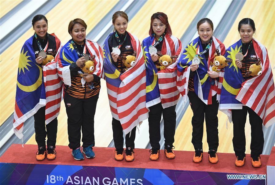 (SP)INDONESIA-PALEMBANG-ASIAN GAMES-BOWLING-WOMEN'S TEAM OF SIX