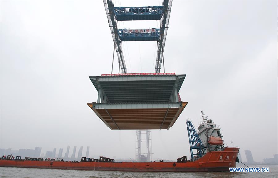 CHINA-HUBEI-WUHAN-SUSPENSION BRIDGE-CONSTRUCTION (CN)