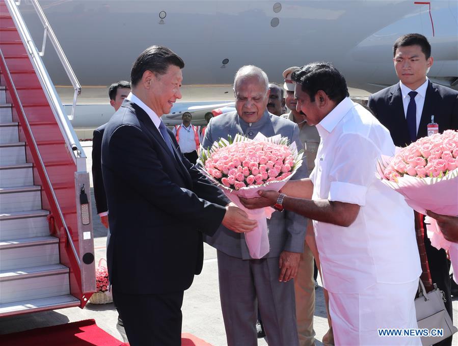 INDIA-CHENNAI-CHINA-XI JINPING-ARRIVAL