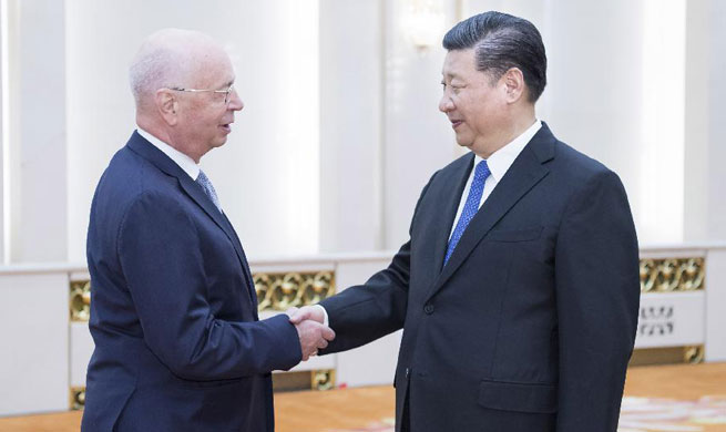 Xi meets Schwab, vows greater opening up